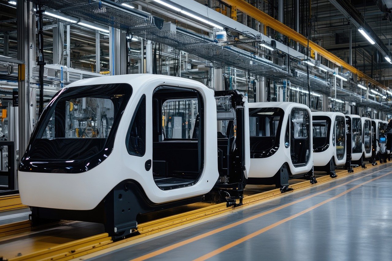 ai generated, autonomous, vehicle, production, line, self-driving, cars, manufacturing, assembly, factory, technology, automation, future, industry, mass, conveyor, engineering, transport, auto, design, process, transportation, vehicle-line, modern