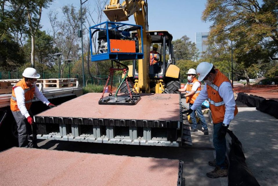Mexico City plastic waste cycle path doubles up as flood storage facility